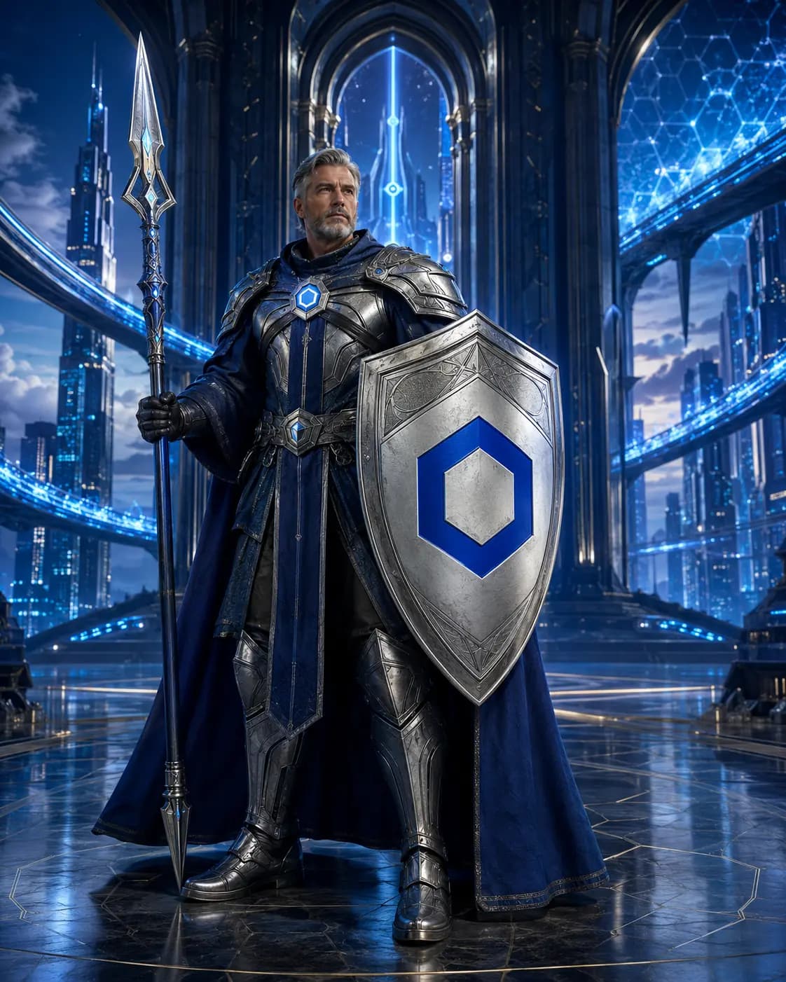 The Oracle Sentinel, AION Crypto character inspired by Chainlink