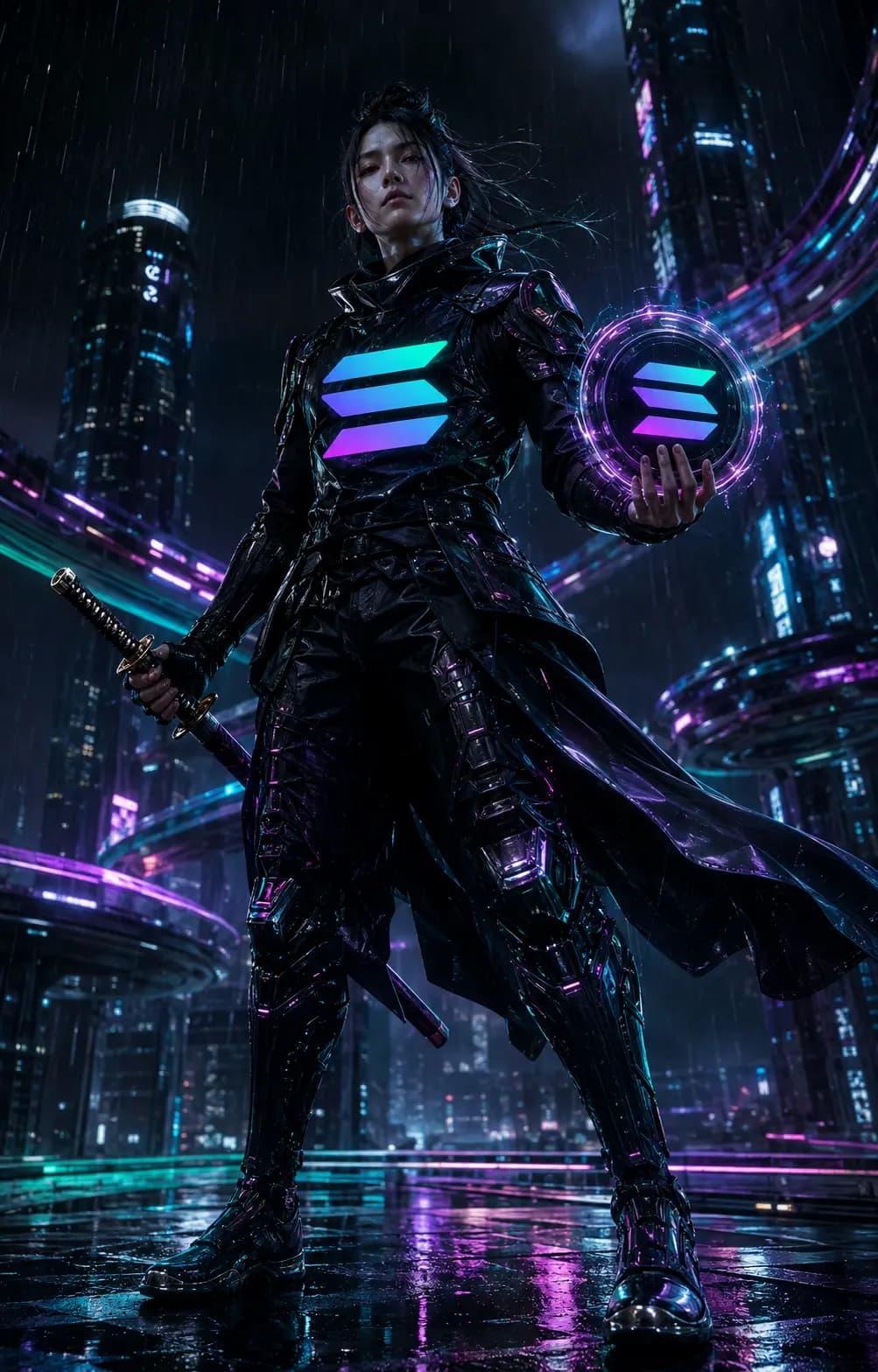 The Neon Ronin, AION Crypto character inspired by Solana